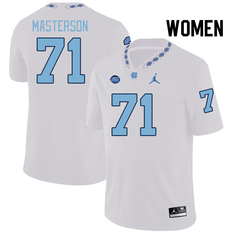 Women #71 Luke Masterson North Carolina Tar Heels College Football Jerseys Stitched-White